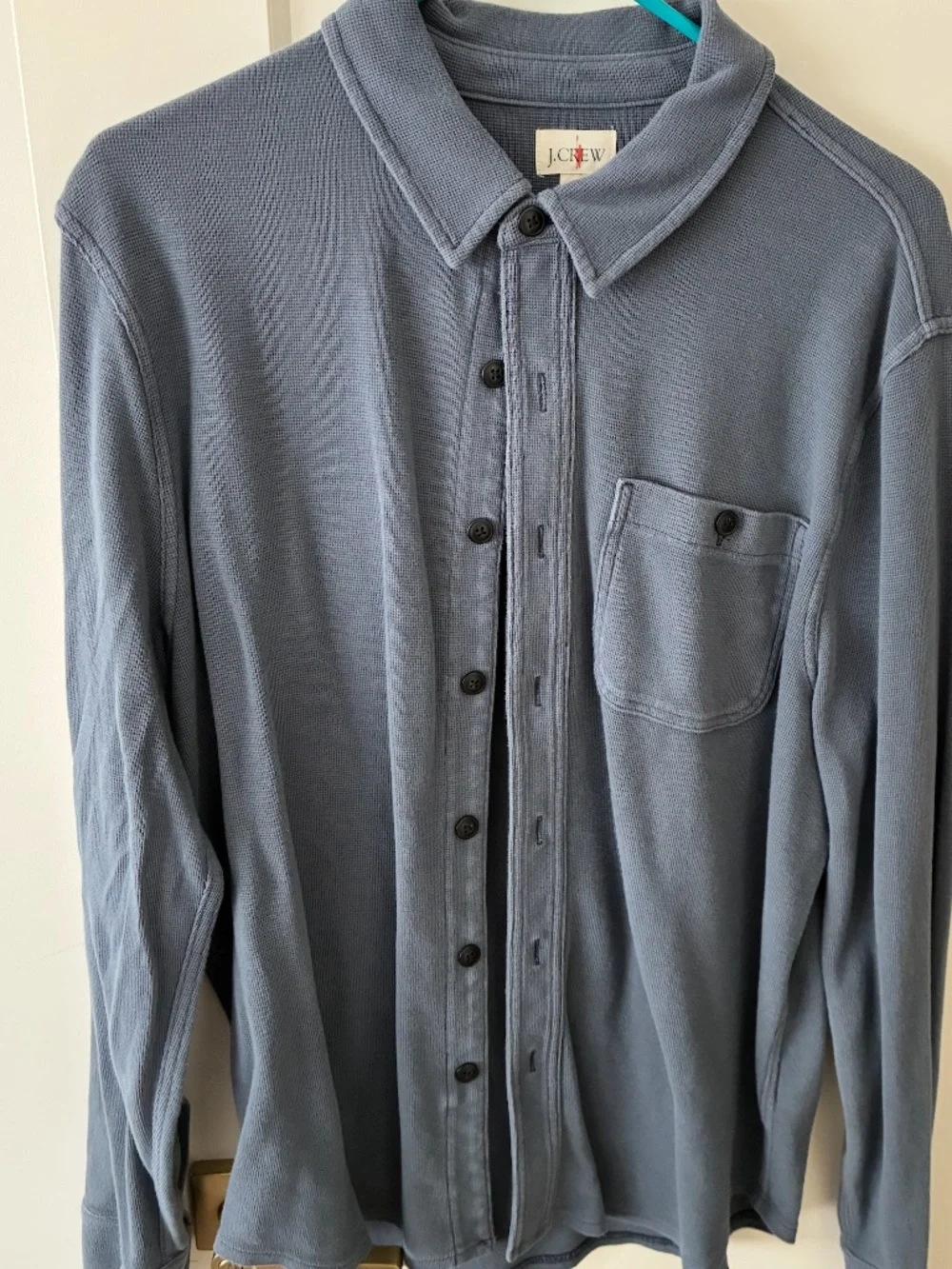 J.Crew Cotton Waffle Shirt Stormy Waters Size Medium